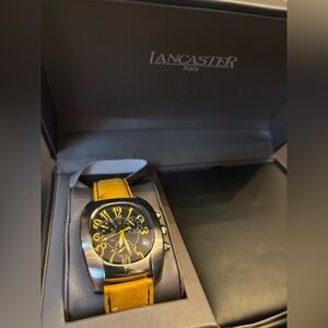 Lancaster Italy Yellow Ostrich Unisex Watch